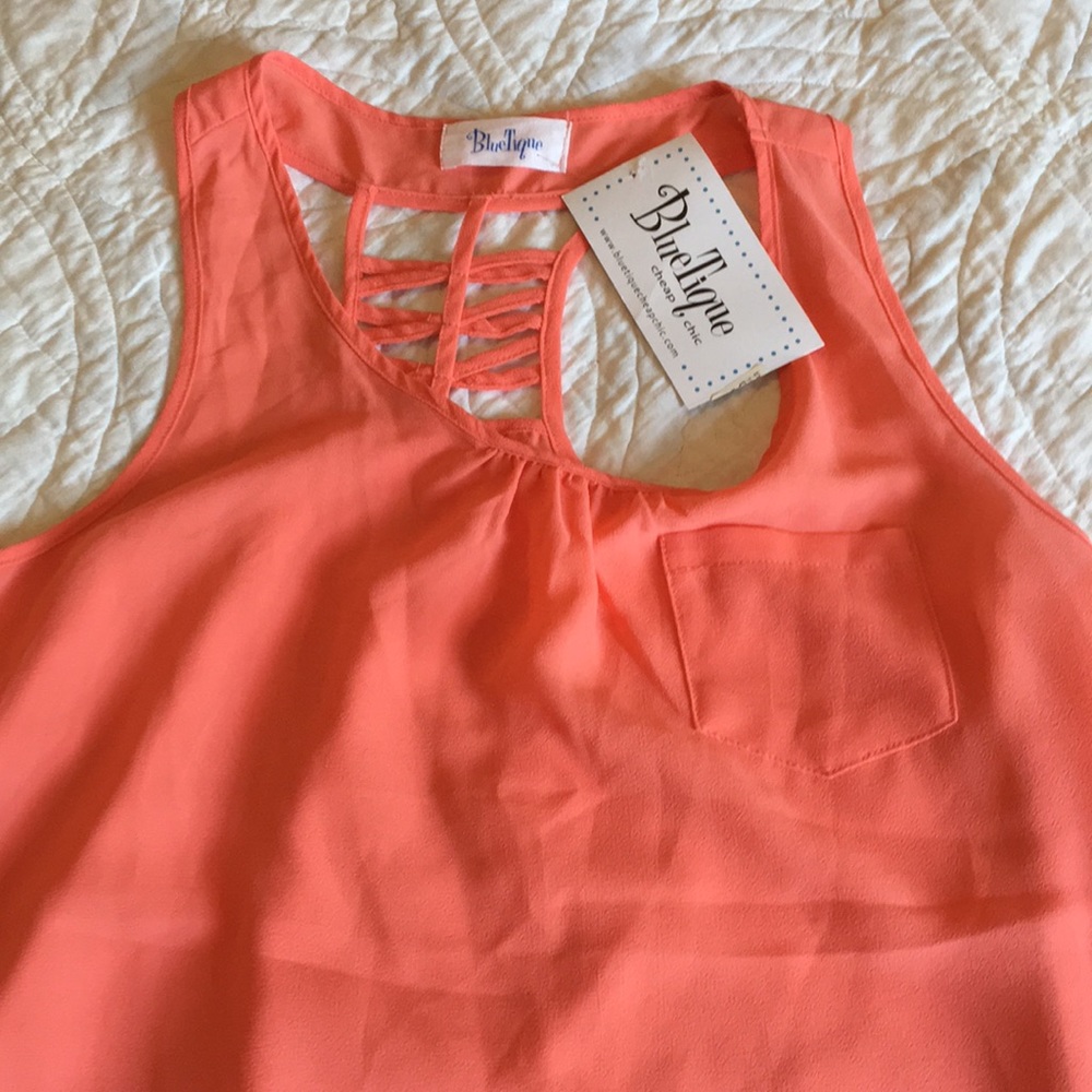 Coral semi sheer tank